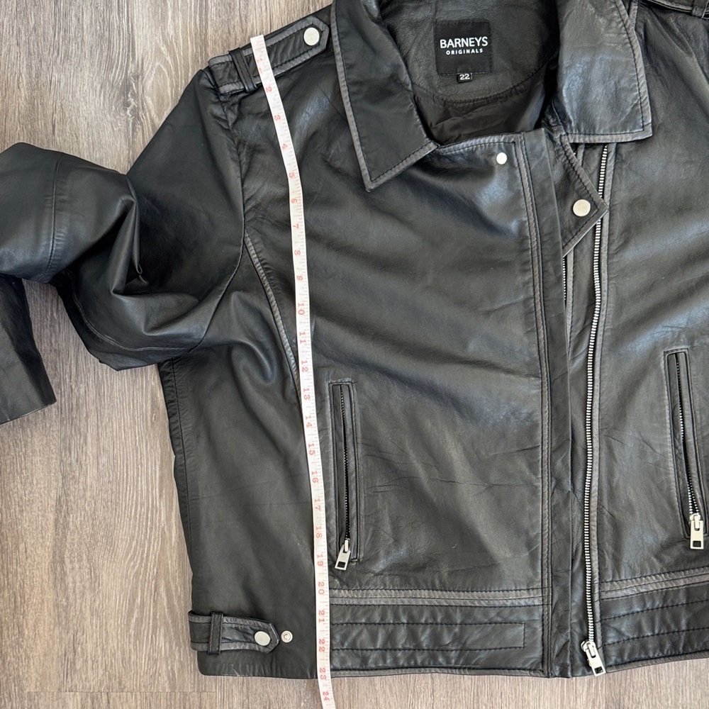 Barneys Originals Classic Black Leather Moto Jacket - Picture 14 of 17